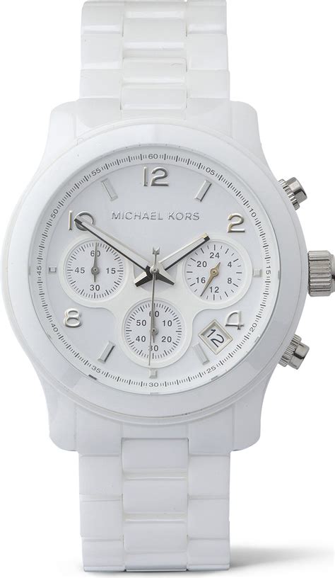 michael kors ladies white ceramic chronograph watch|Michael Kors diamond watch women's.